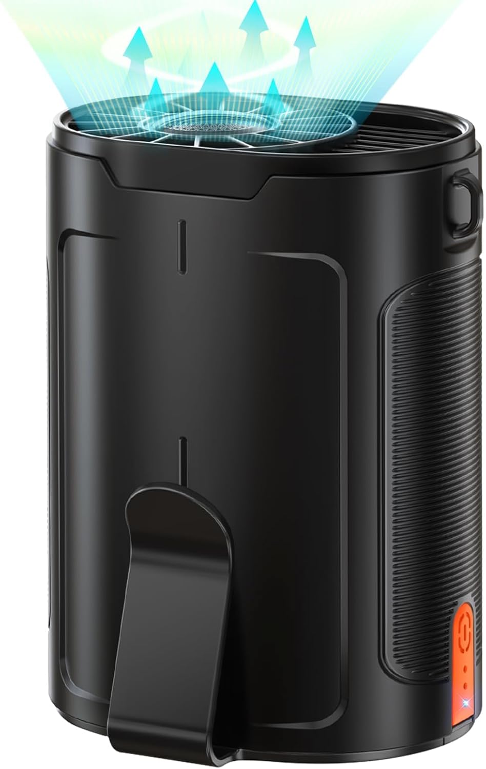 Biroun Mini Portable Waist Fan, 4-in-1 Multifunctional Design, 4 Speeds & 6600RPM Powerful Airflow, Hands-Free Neck Fan, Cool Clip Fan under Shirt, Black, 477.5cc, Wearable Fan, Clip-On Feature