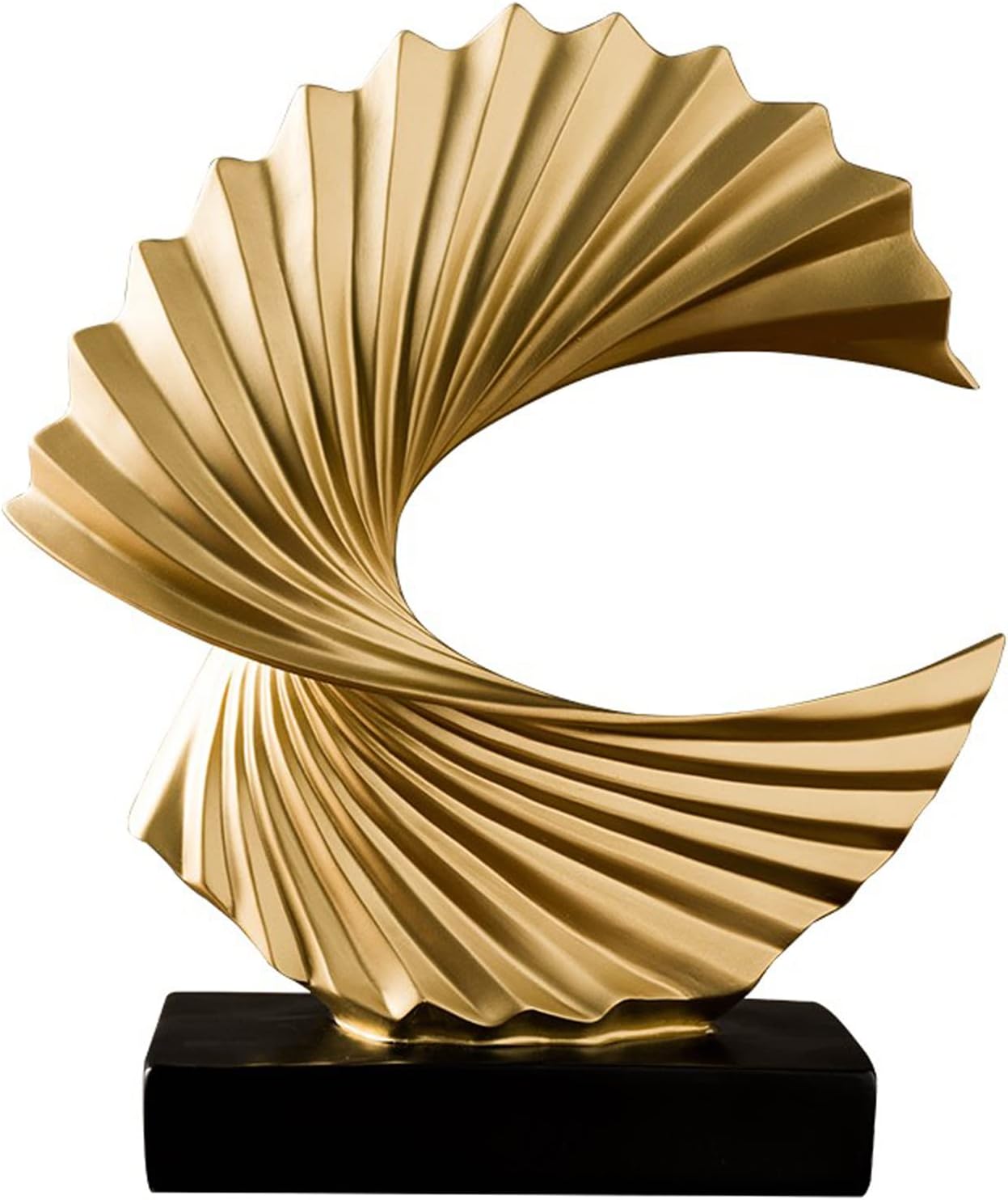 Tauzveok Modern Day Accents Abstract Sculpture Black Base, Ocean Wave, Tabletop Art Home Decor,Elegant Decorations for Living Room, Bedroom, Office Desktop, Cabinets,Gold,H 28cm
