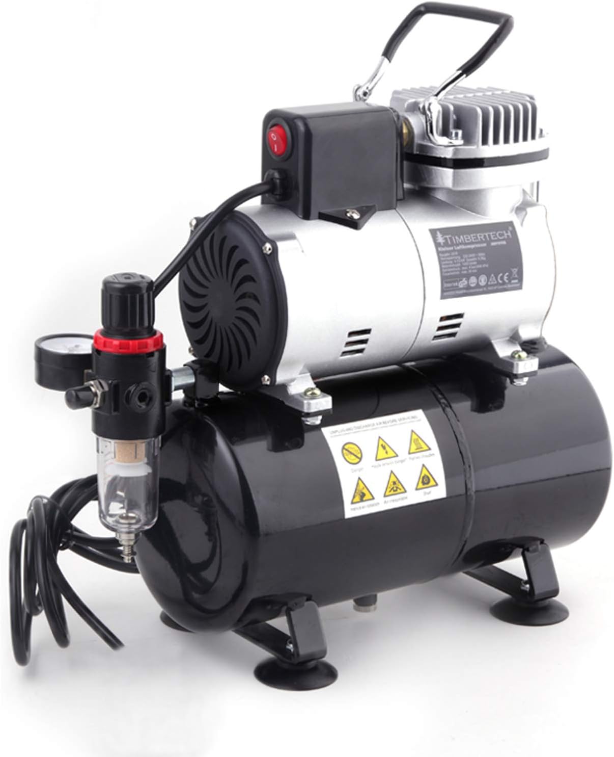 Timbertech Professional Piston Oil-Less Quiet Airbrush Compressor with Cooling Fan ABPST08 for Hobby,Tattoo, Nail, etc.