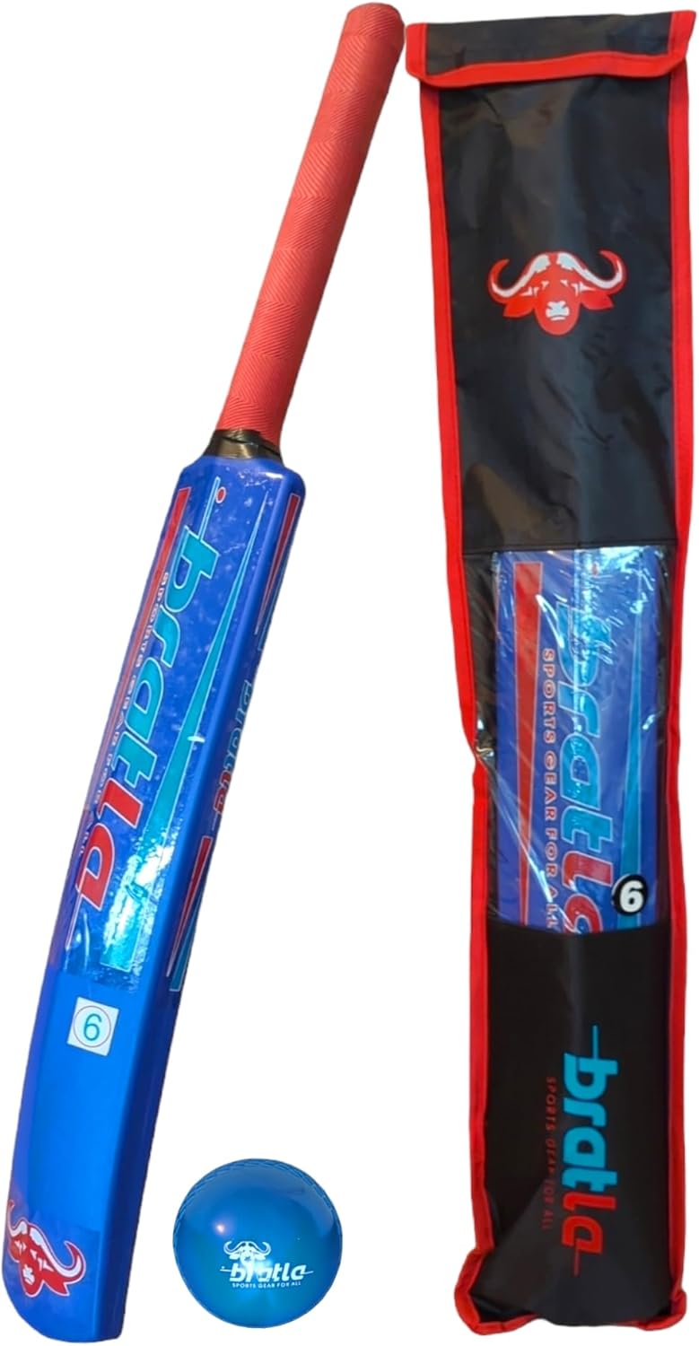 Cricket Plastic Set Kit - Blue Beach & Backyard Cricket Set Includes Bat, Ball & Carry Bag