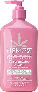 Hempz Sweet Jasmine & Rose Herbal Body Moisturizer for Women, 17 Fl. oz. - Moisturizing Lotion with 100% Pure Hemp Seed Oil, Collagen, Shea Butter - Hydrating Vegan Lotion for Dry Skin