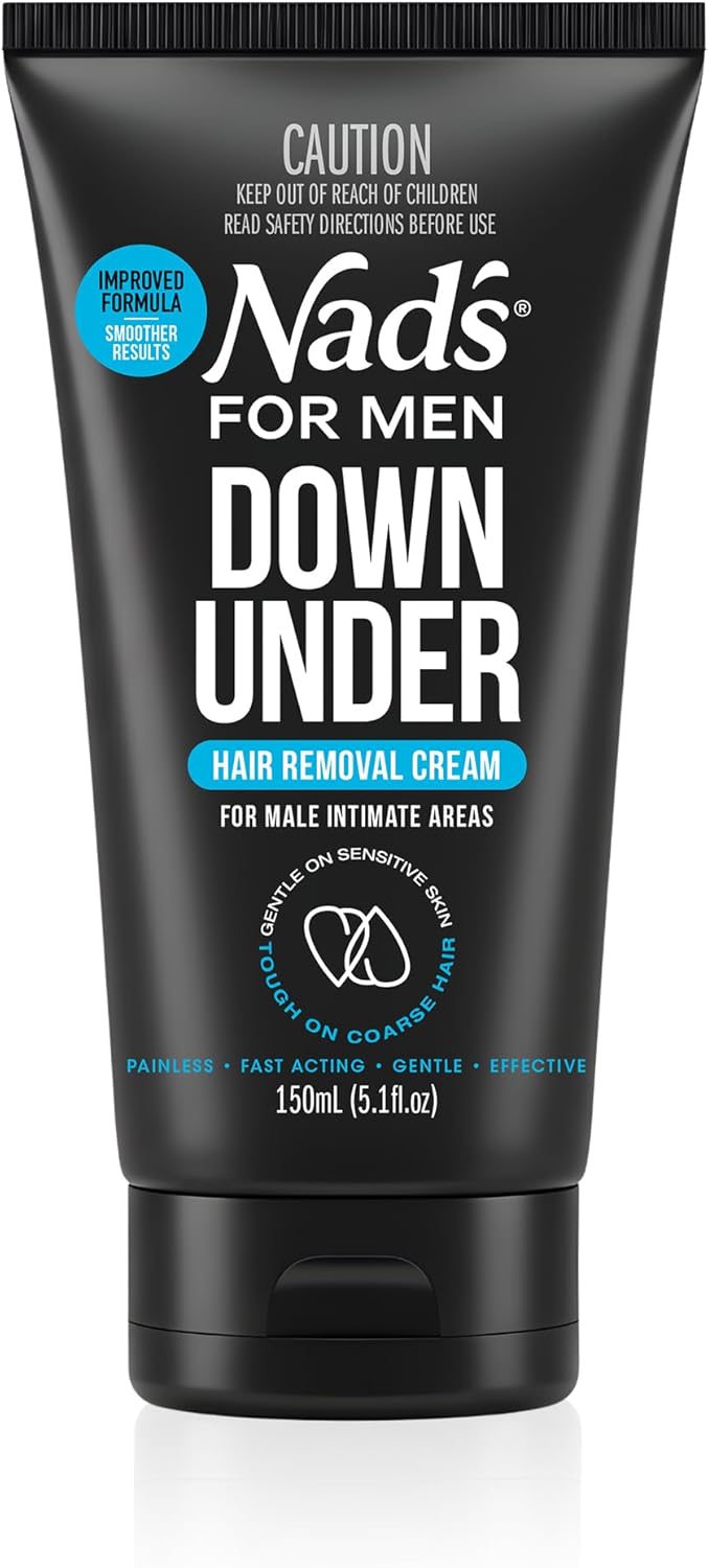 Nad's For Men Down Under Hair Removal Cream, Hair Removal Cream for Male Intimate Areas and Genitals, All Skin Types 150 ml