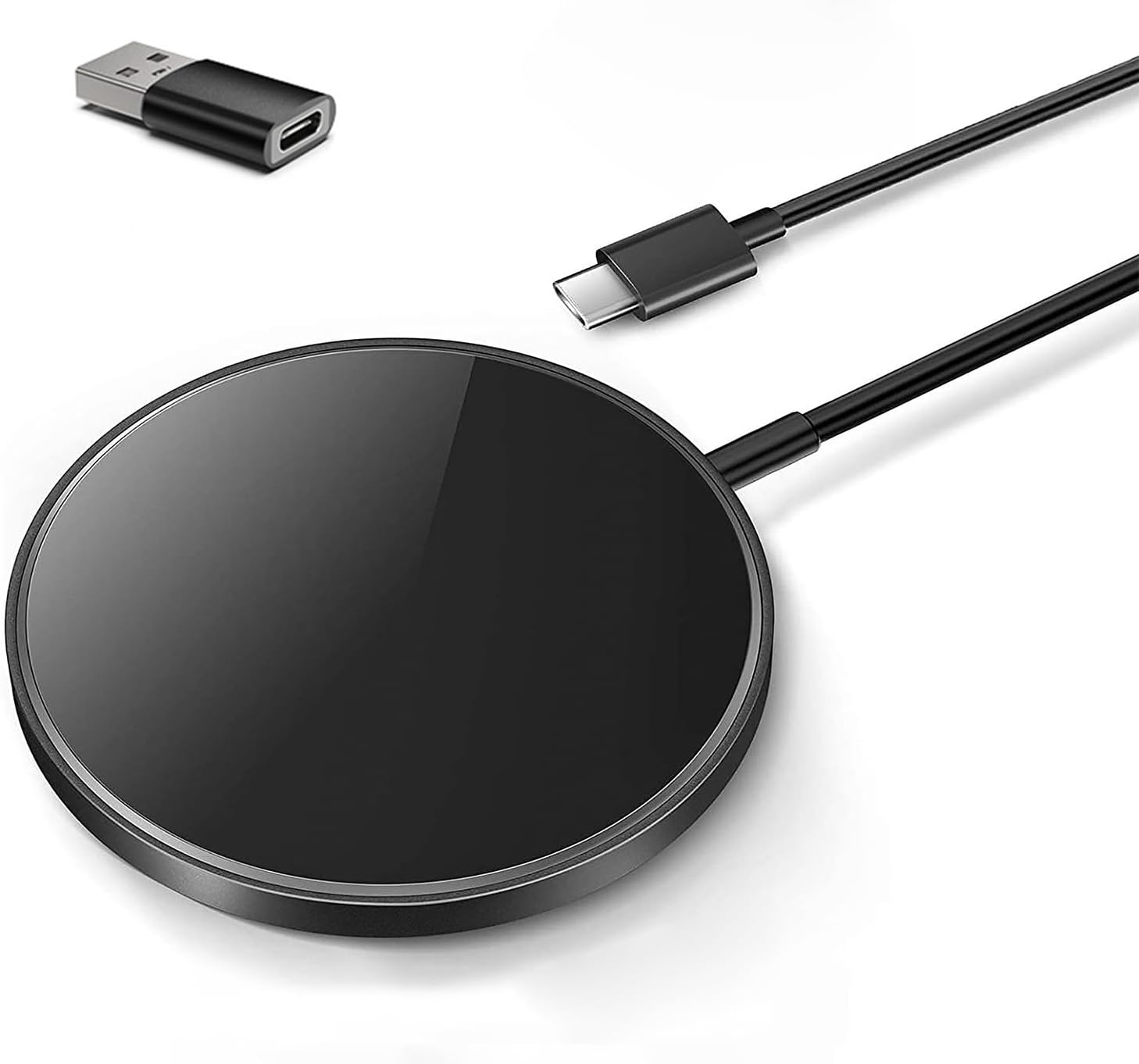 Wireless Charger for iPhone, Magnet Charging Pad to Type-C Charging Ports Cable, iphone 15w Charger,Magnetic Wireless iPhone Charger Fast Charge Compatible with iPhone 15/14/13/Pro/Pro Max/Plus-Black