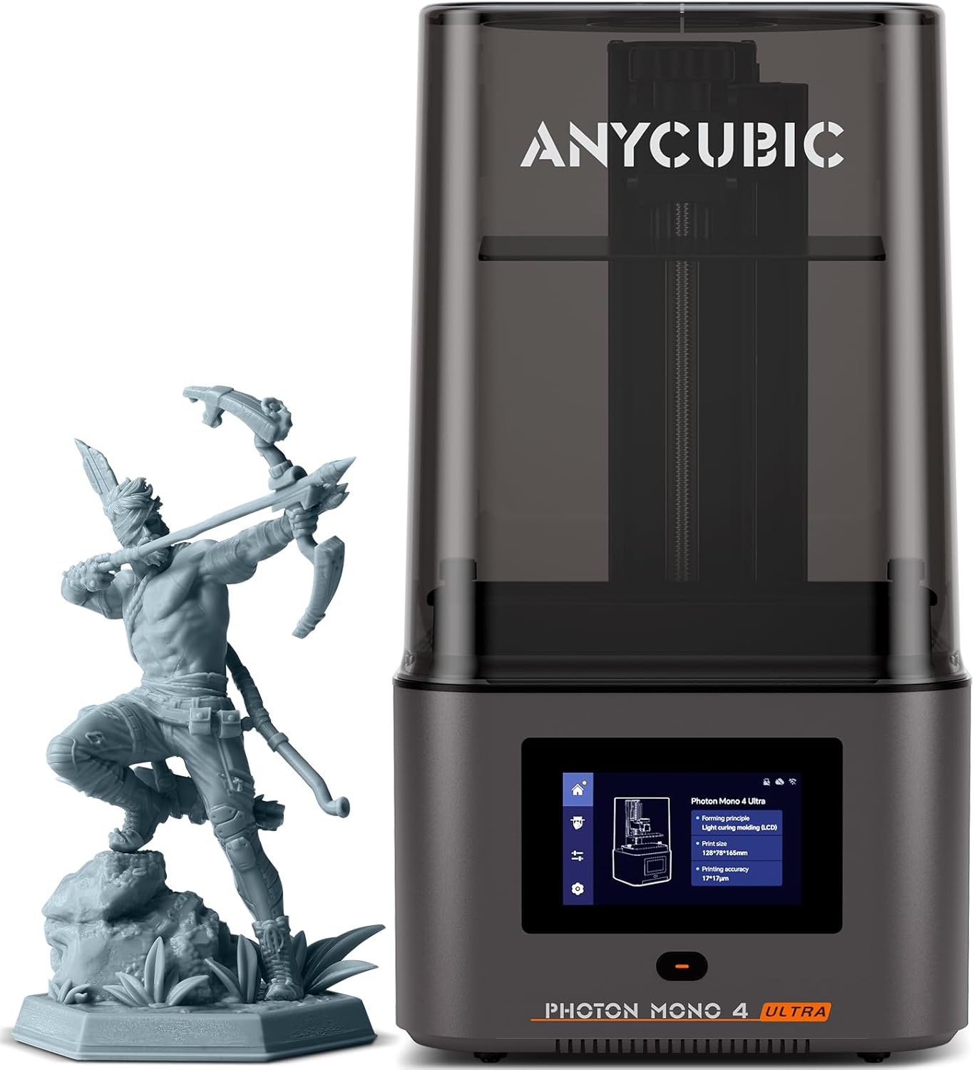 ANYCUBIC Photon Mono 4 Ultra Resin 3D Printer, 7” 10K LCD Mono Screen with COB Light Source, Max Printing Speed Up to 120mm/h, HD Touchscreen with 8 Languages, 6.04'' x 3.42'' x 6.49'' Printing Size