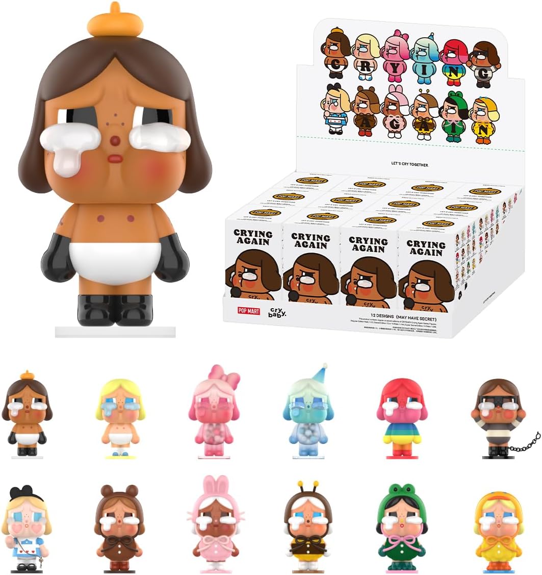 POP MART CRYBABY Crying Again Series Figures Whole Set 2.5 inches Action Figure Chic Art Toy Articulated Character Premium Design Gifts for Women Fan-Favorite Collectible