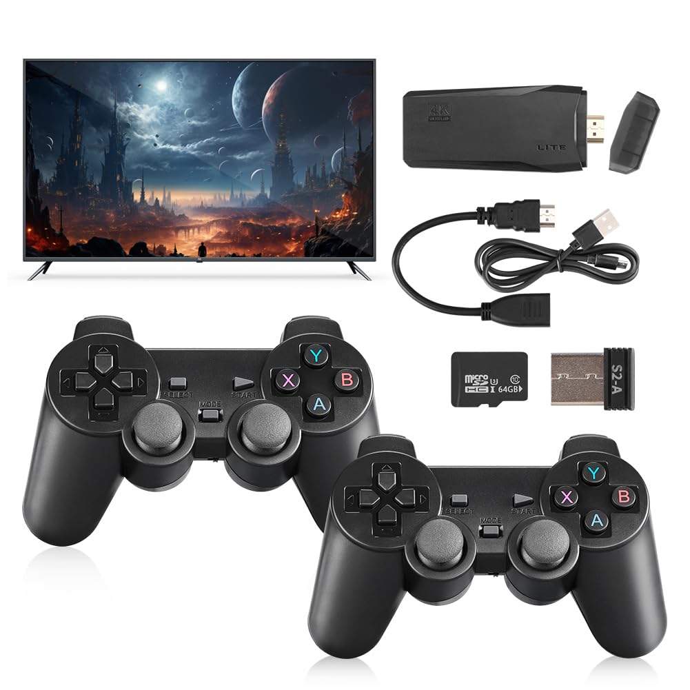Retro Gaming Console, Plug and Play Video Game, Nostalgia StickGame, Wireless Retro Play Game Console Built in 20000+ Games, 4K HDMI Output, 23 Classic Emulators, with Dual 2.4G Wireless Controller