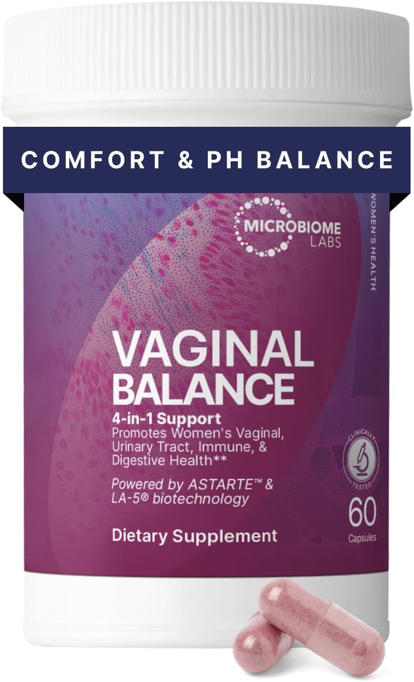 Microbiome Labs Vaginal Balance - Vaginal Probiotics for Women with Lactobacillus Gasseri - Feminine Care to Encourage pH Balance for Women, Reduce Discomfort & Support Gut Health (60 Capsules)