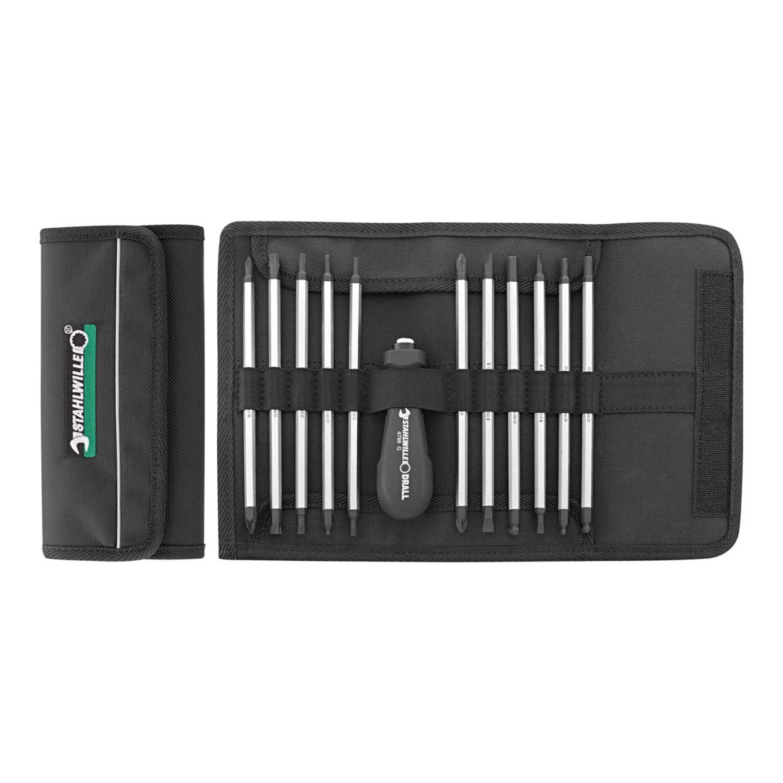 Stahlwille 96479802 11-Piece Reversible Screwdriver Set, Ideal for Slotted Head, Phillips-Recessed Head, POZIDRIV/SUPADRIV, Socket Head, and TORX Screws. Made in Germany