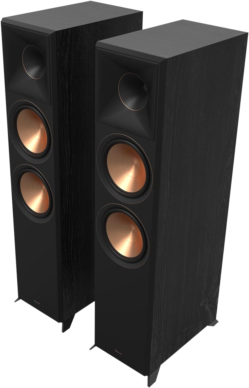 Klipsch Reference Premiere RP-8000F II 2.0 Dual Floorstanding Speaker Pair with Larger 90° x 90° Hybrid Tractrix Horn, 8” Cerametallic Woofers for Premium Home Theater Sound in Ebony