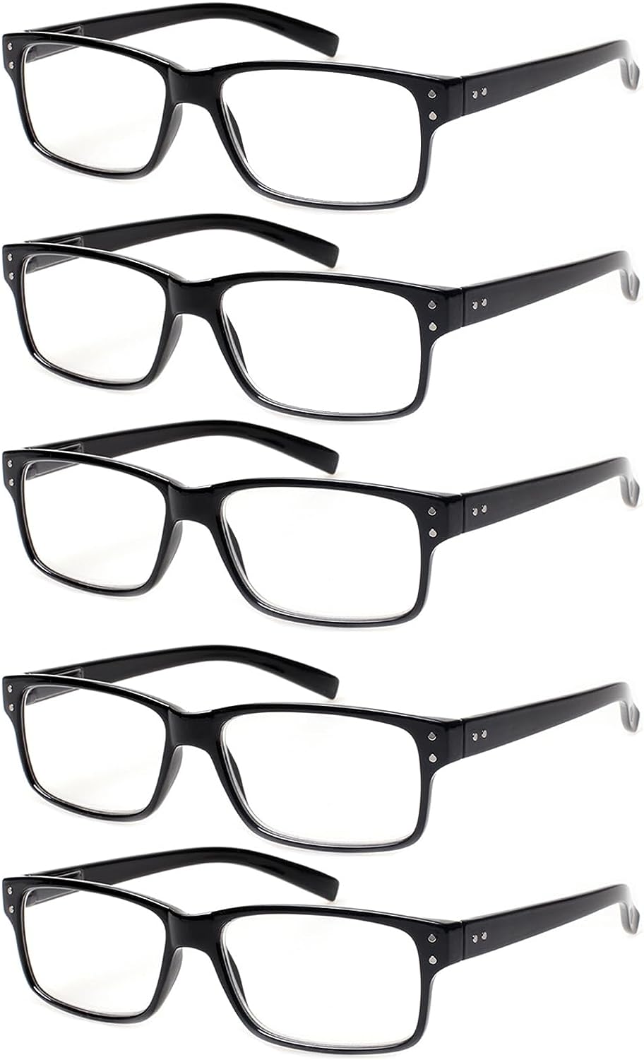 NORPERWIS Reading Glasses 5 Pairs Quality Readers Spring Hinge Glasses for Reading for Men and Women (5 Pack Black, 2.50)