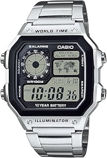 Casio Men's Classic Stainless Steel Japanese-Quartz Stainless-Steel Strap, Silver, 21 Casual Watch (Model: AE1200WHD-1A)