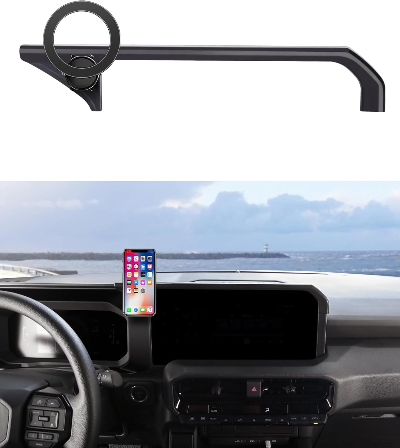 Car Phone Holder for Toyota Land Cruiser LC250 2024 2025 Accessories 8/12.3-Inch Screen Fixed Clip, 360° Rotation Phone Mount Compatible with MagSafe, Cell Phone Holder