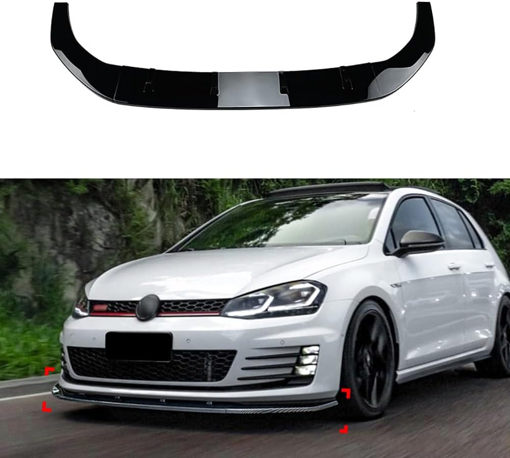 LHMM Car Front Bumper Splitter, for VW Golf 7 Golf MK7 GTI R Rline 2013-2016 Front Spoiler Diffuser Front Lip Splitter Protector Body Kit,A gloss black