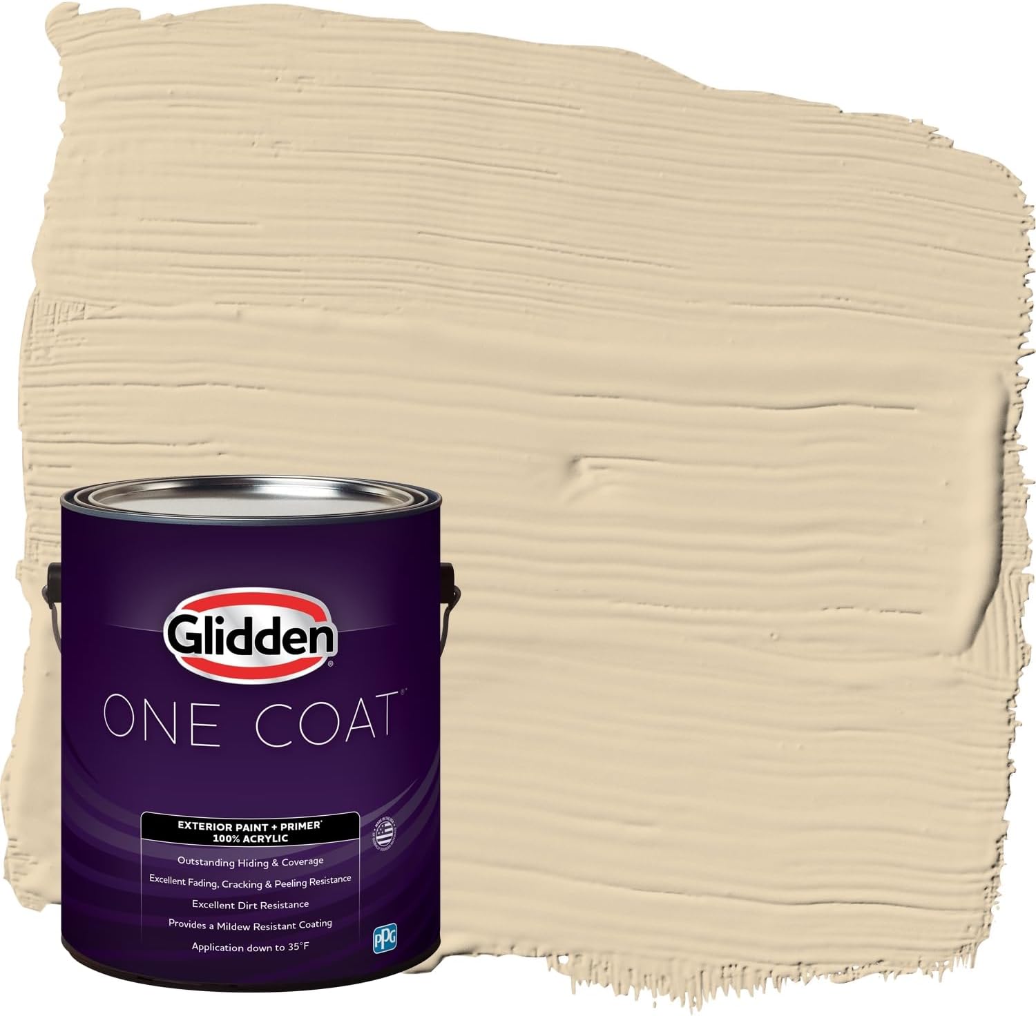 Glidden Exterior Paint + Primer: Beige/Almond Cream, One Coat, Flat, 1-Gallon