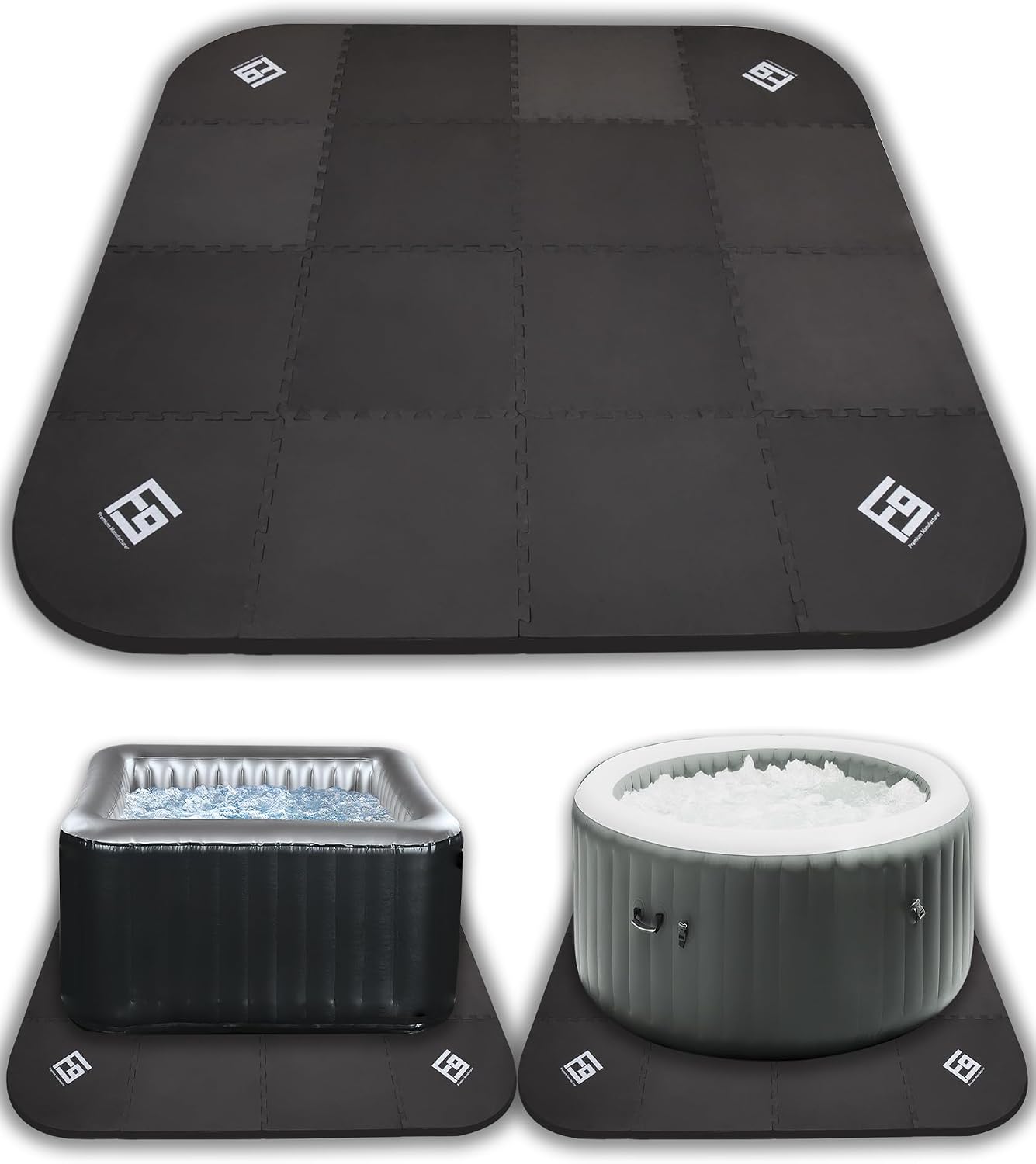 FoundGo 85inch Hot Tub Mat for Inflatable Tub 0.5" Super Thick Outside Hot Tub Base Pad Foam Pad Foundation，Anti-Slip Hot Tub Mats for Outdoor Indoor Spa Pool