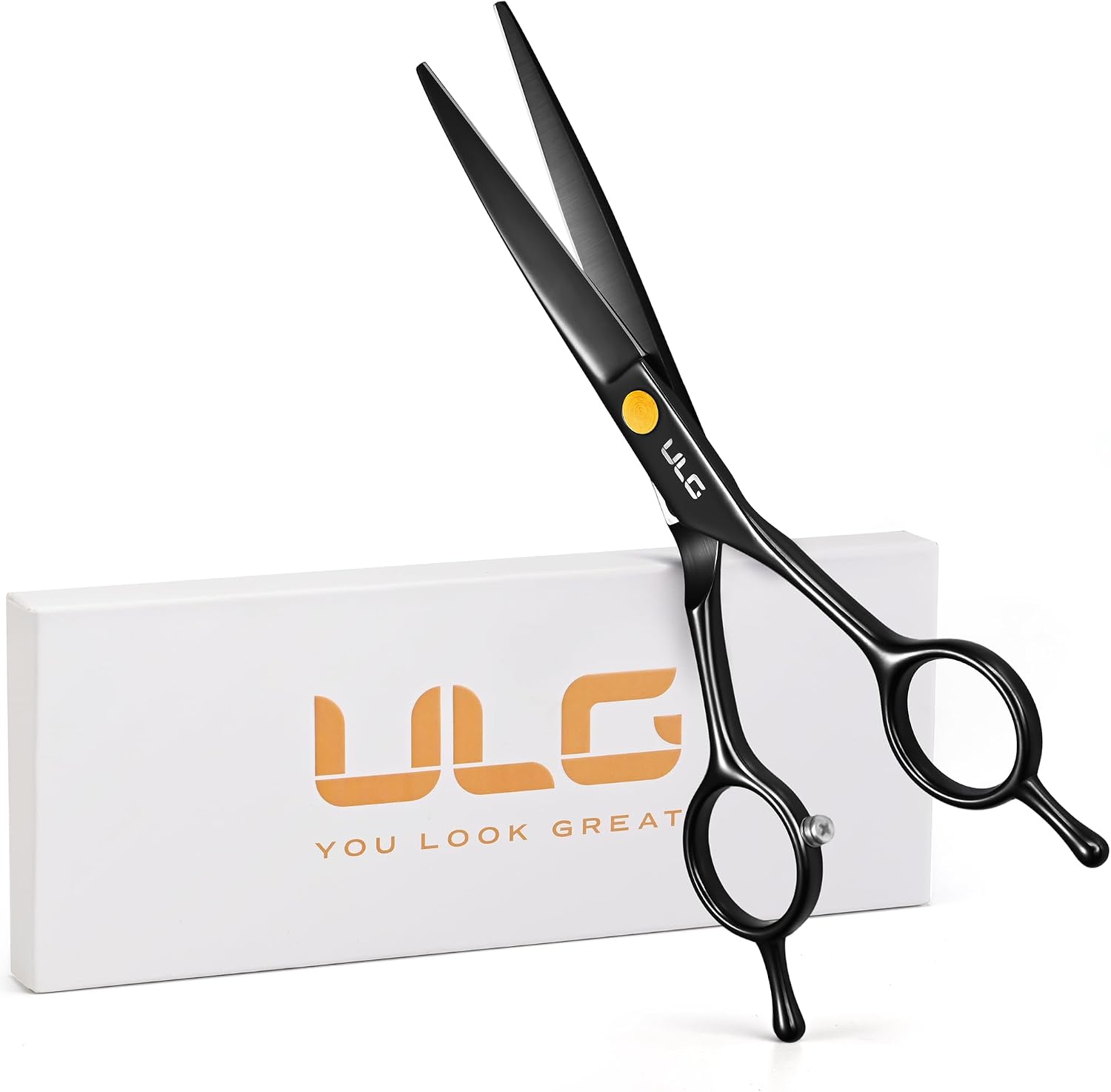 Hair Cutting Scissors, ULG Professional Hair Scissors 6.5” Right-Hand Razor Edge Barber Shears Salon Hair Cutting Shears Made of Japanese Stainless Steel, Hand Sharpened Black