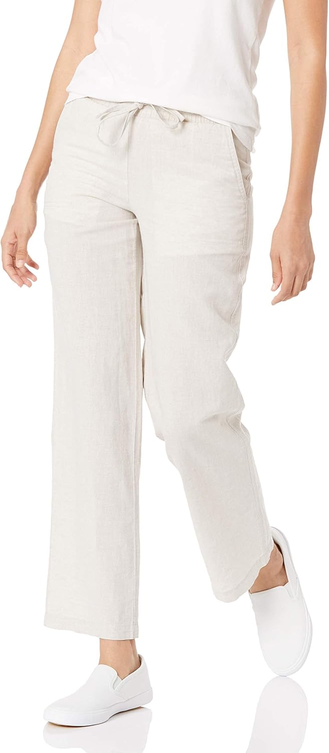 Amazon Essentials Women's Linen Blend Drawstring Relaxed Fit Wide Leg Pant (Available in Plus Size)