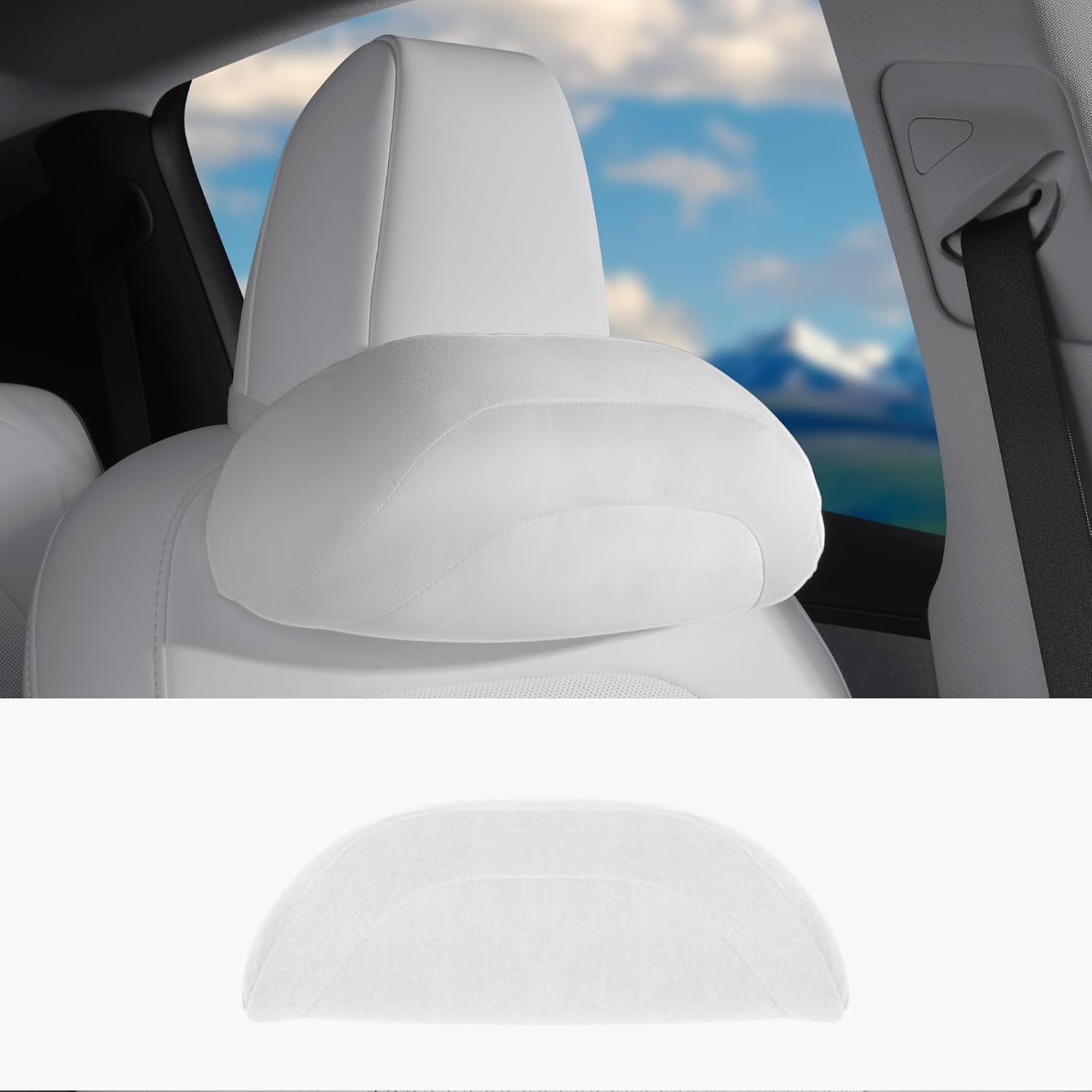 Soft car headrest for Model 3 Y S X Highland Juniper Accessories Complies with The Original OEM Factory Standards No Pressure no Odor Easy to Clean Pain Relief Car Neck Pillow 1pc White