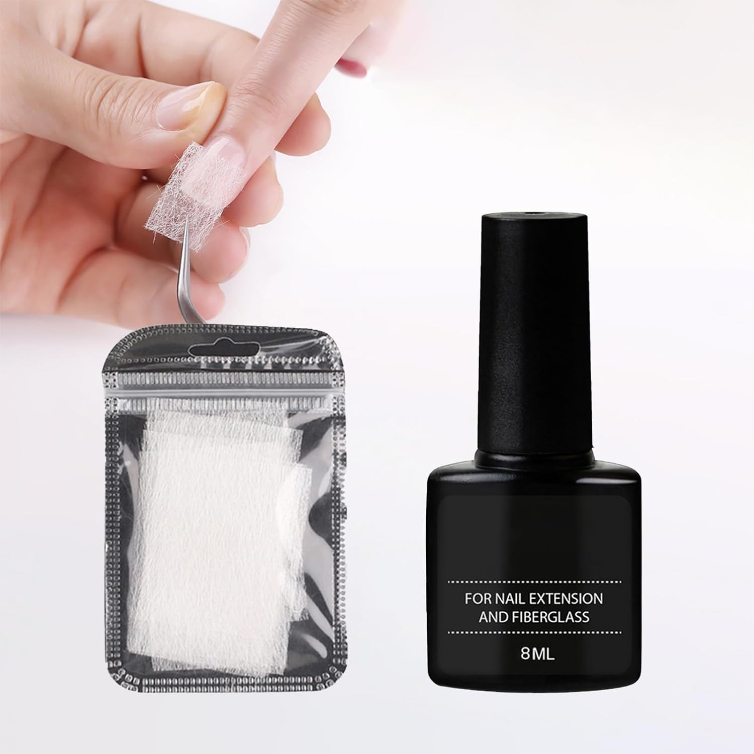 Nail Repair Kit for Broken Natural Nails with 10 PCS Fibre Nail Extensions and 8ml Nail Glue for Broken Nails, Instant and Non-toxic Nail Extension Kit, Instant Nail Repair Gel