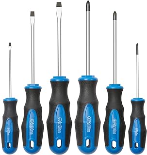 ROTATION 6PCS Magnetic Tip Screwdriver Set, 3 Phillips and 3 Flat, Professional Cushion Grip | 6-Piece Hand Tools Set
