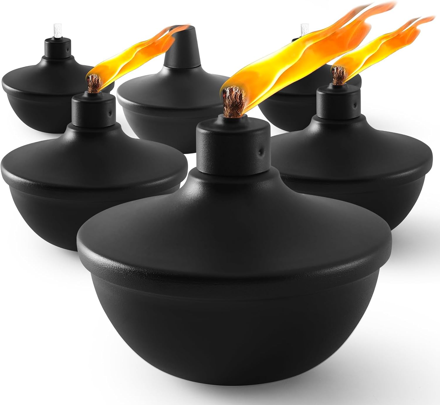 6 Pack Metal Table Top Torches,23.5 oz Citronella Torches for Outside,Refillable Flame Light Torch with Wicks and Covers for Party, Garden Decor,DIY