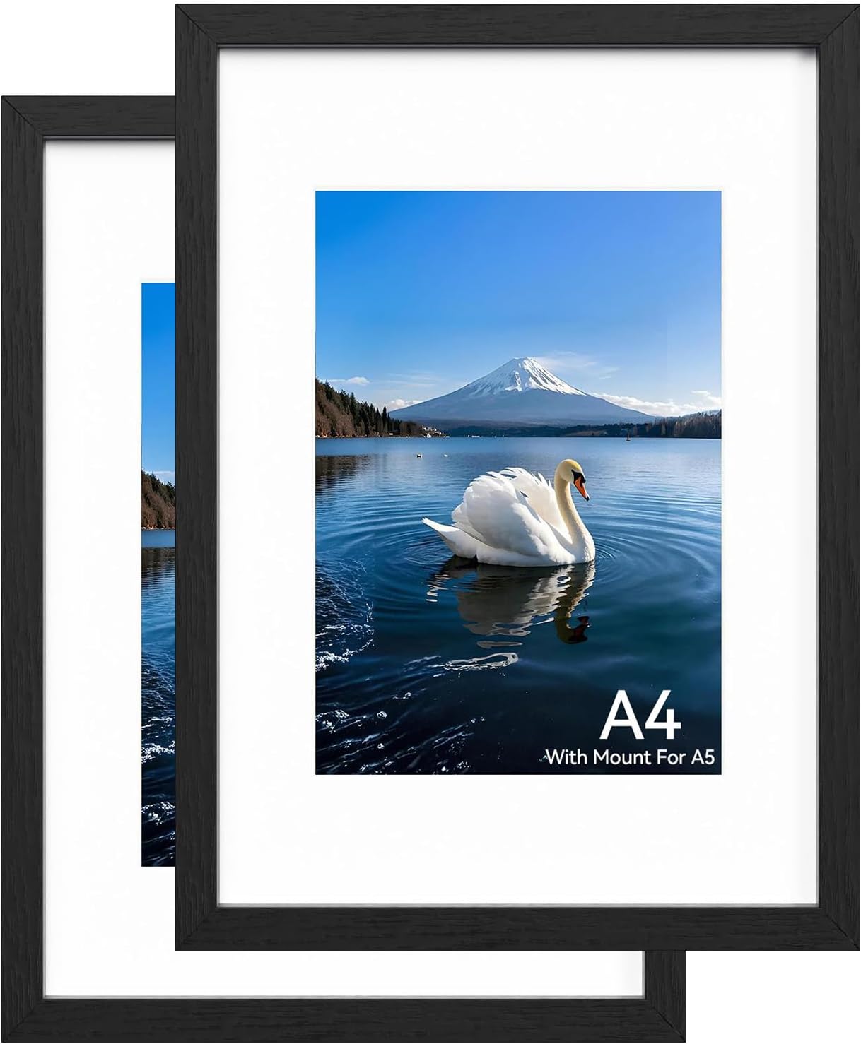 Picture frame A4 with A5 mat, Certificate Frames for tabletop or wall hanging,Photo frame A4 with Perspex Glass and Mount, set of 2 Black