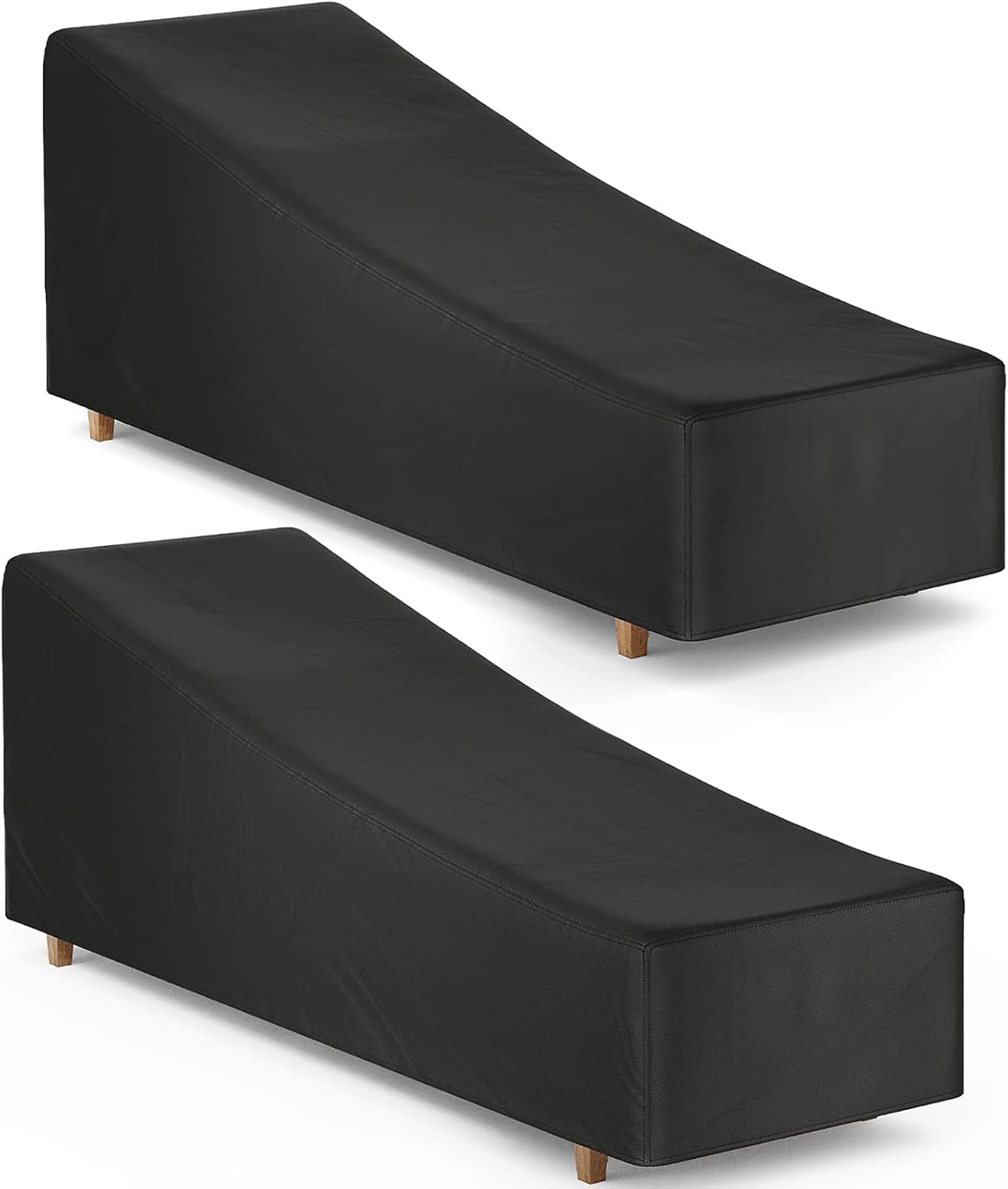 Patio Chaise Lounge Cover Waterproof,F Fellie Cover Outdoor Lounge Chair Covers Black Durable Patio Furniture Covers for Poolside Beach 2 Pack, 82"L x 30"W x 31"H