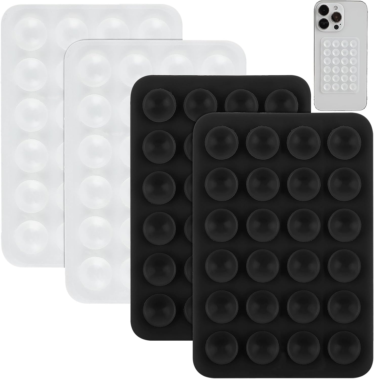 FYJLXF 4Pcs Silicone Suction Phone Case Mount, Hands-Free Sticky Cell Phone Grip Silicone Phone Sticky Grip for Selfies and Tiktok Videos Compatible with iPhone and Android Cases