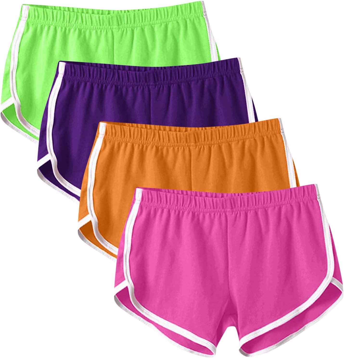 Cotton Sports Shorts for Women 2024 Summer Breathable Running Cycling Pants Dolphin Workout Shorts for Yoga Pack of 4