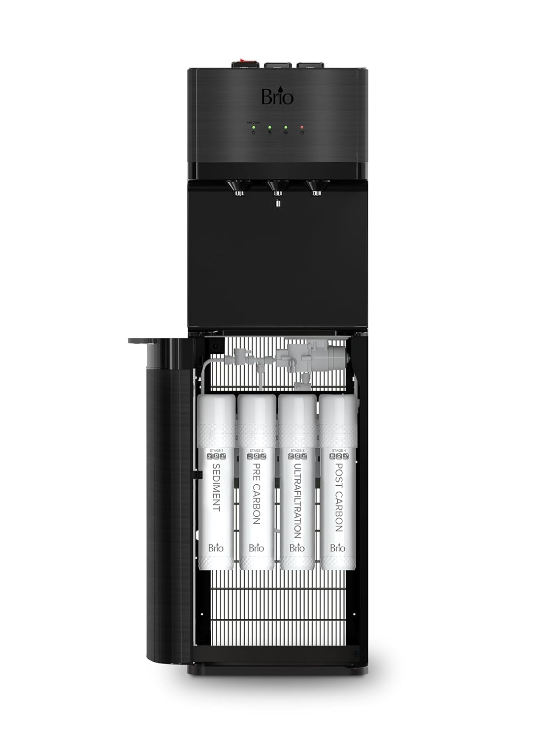 Brio Bottleless Water Cooler Dispenser w/ 4-Stage Filters (Included) removes PFAS & Microplastics for Clean Drinking Water, NSF Certified | 3 Temp (Hot, Room, Cold) w/Child Safety Lock & LED Display