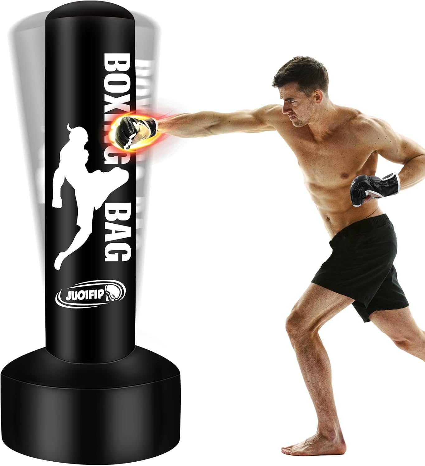 69'' Standing Punching Bag for Adults, Heavy Bag Boxing Equipment Kicking Bag Inflatable Kick Boxing Bag with Stand for Training MMA Muay Thai Fitness