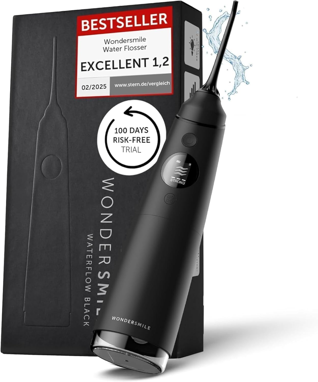 Wondersmile Water Dental Flosser for Teeth Cordless Portable IPX7 - Award Winner 2026* - 100 Days Trial - SmoothFlow Technology for Optimal Teeth Gum Care - 5 Settings – 30-Day runtime