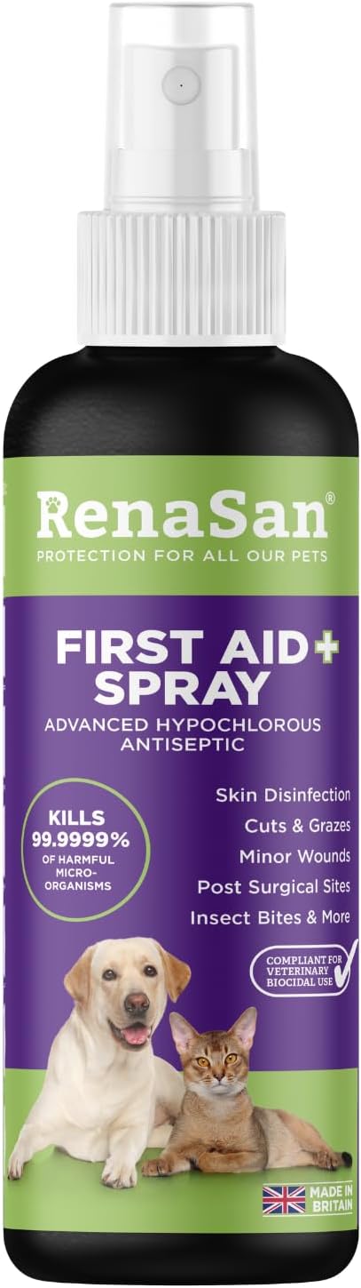 RenaSan Animal First Aid Spray (100ml) – Wound Disinfection, Kills Bacteria & Stops Itching, Alcohol-Free, Non-irritating, for Dogs, Cats & all other animals.