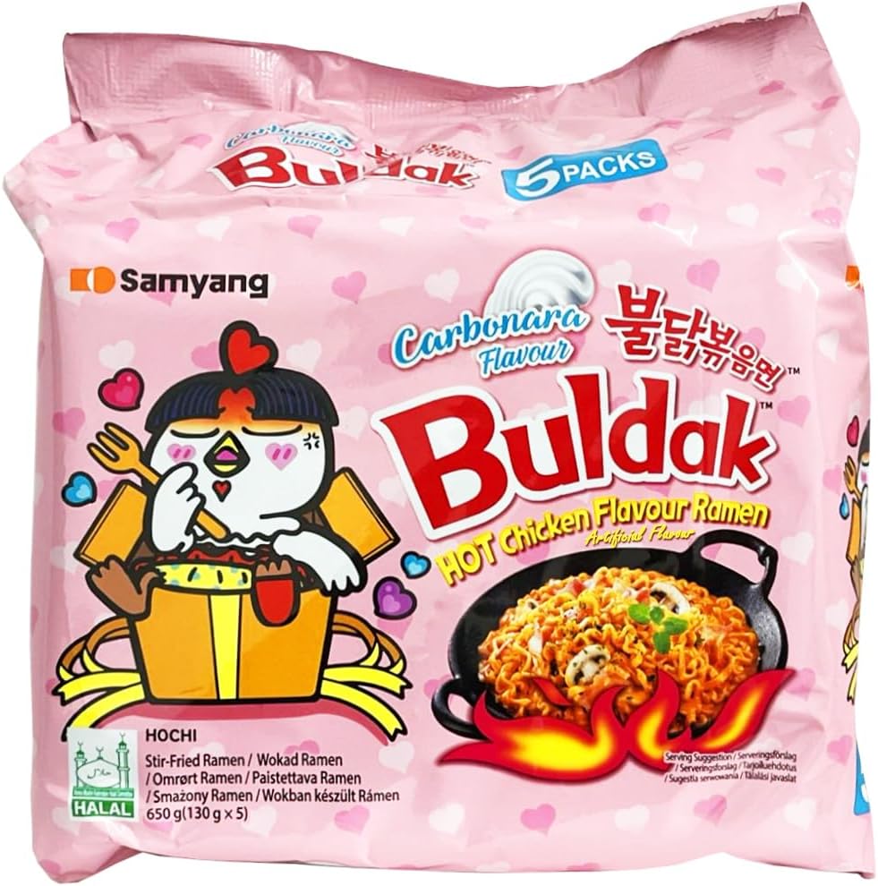 Samyang Buldak Carbonara Flavour Hot Chicken Ramen Noodles (5 Packs) Halal