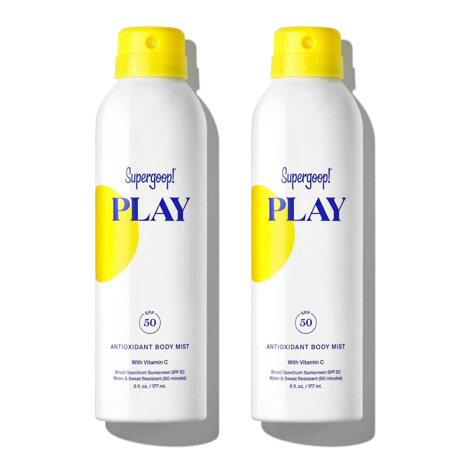 Supergoop! PLAY SPF 50 Antioxidant Body Mist w/Vitamin C, 6 fl oz - 2 Pack - Broad Spectrum Sunscreen Spray - Clean Ingredients for Sensitive Skin - Great for Active Days