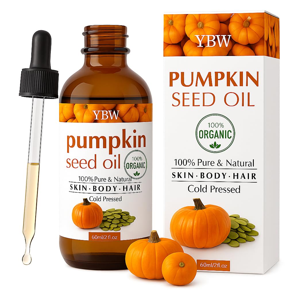 Organic Pumpkin Seed Oil for Hair Growth – 100% Natural, Cold Pressed, Pure, Non-GMO Extract – Supports Hair, Skin & Scalp Health for Men & Women – 2 oz
