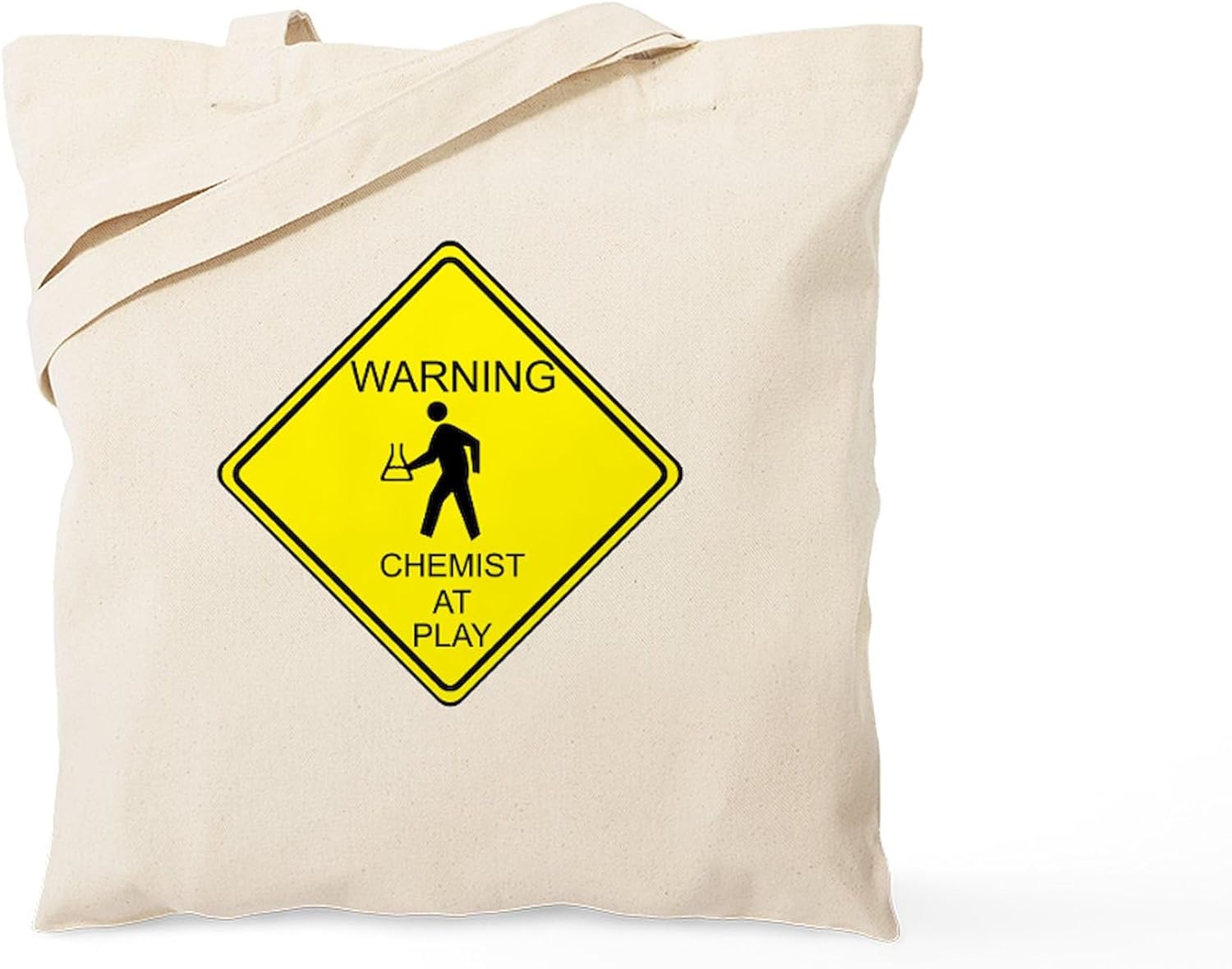CafePress WARNING Chemist At Play Tote Bag Natural Canvas Tote Bag, Cloth Shopping Bag