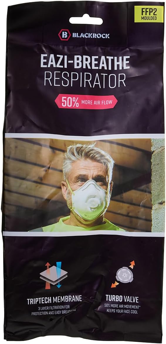 FFP2 Face Mask Pk 1 - Disposable Moulded Respirator - EN149 CE Certified - 3 Layer Filtering Against Airborne Particles, Exhalation Valve for Easy Breathing, Comfort Ear Loops and Pliable Nose Bridge
