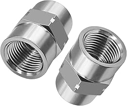 Beduan Stainless Steel Coupling Adapter 1/2" NPT Female x 1/2" NPT Female Hex Coupler Pipe Fitting for Air Water Gas Oil(Pack of 2)