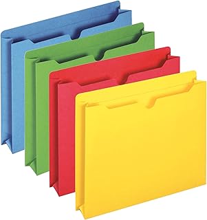 Pendaflex File Jackets, Color File Folders with 2 inch Expanding Sides, Color Assortment May Vary, Letter Size, Straight Cut Tab, 50/Box (B3043DTAST)