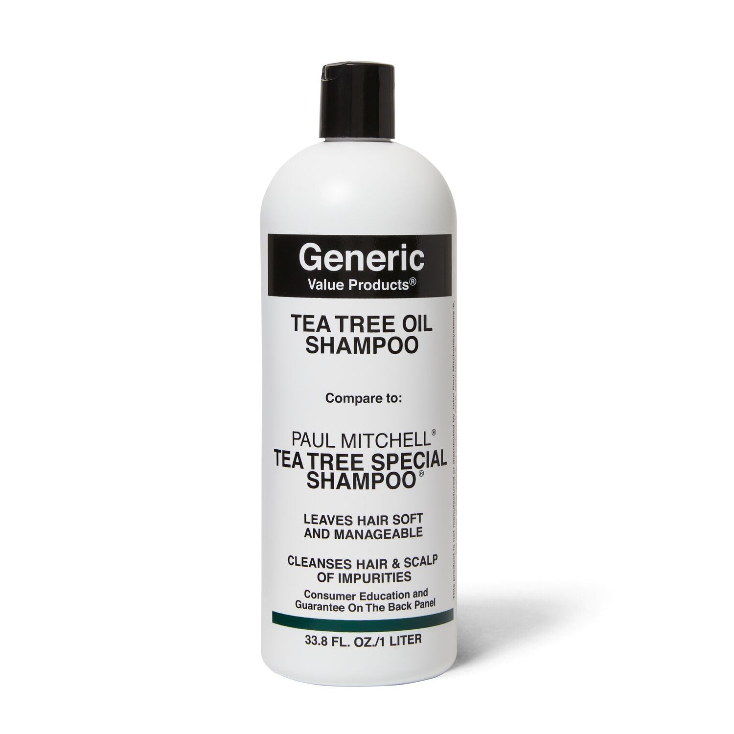 Generic Value Products Tea Tree Oil Shampoo, Leaves Hair Soft and Manageable, Leaves Scalp Clean and Tingling, Adds Vitality and Luster, 33.8oz