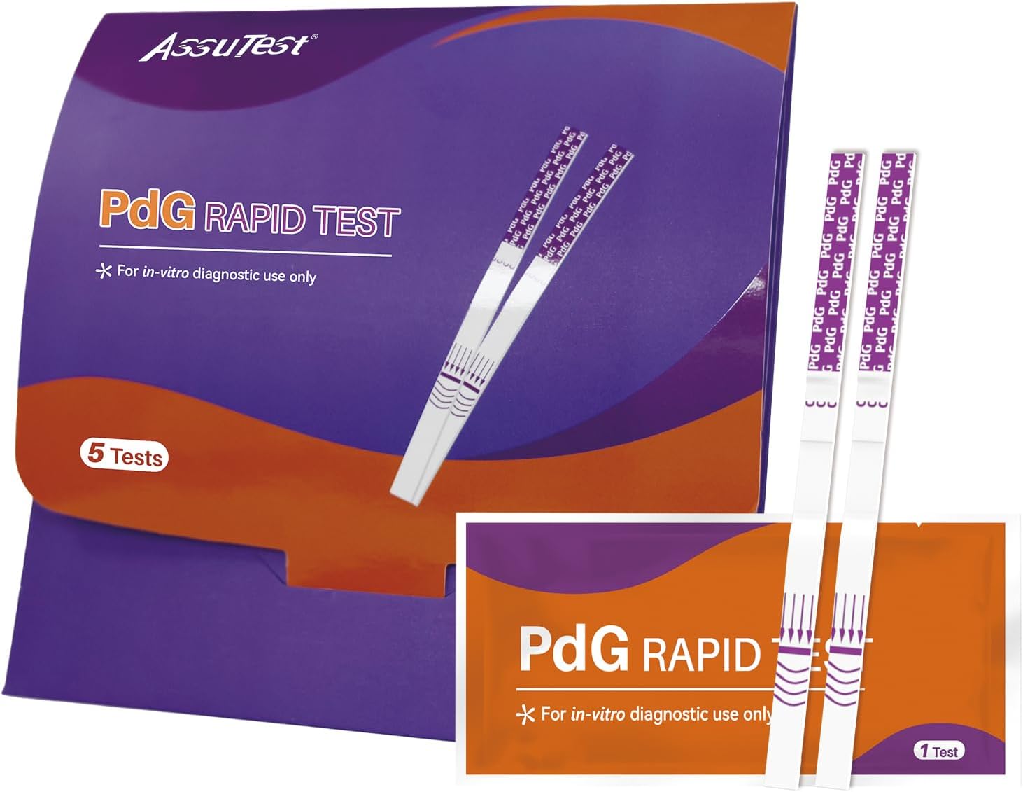 AssuTest PdG Test Strips Progesterone Urine Test for Confirming Ovulation, At-Home Fertility Ovulation Test, Detection Accuracy, Individually Foil-Sealed, 5 Count