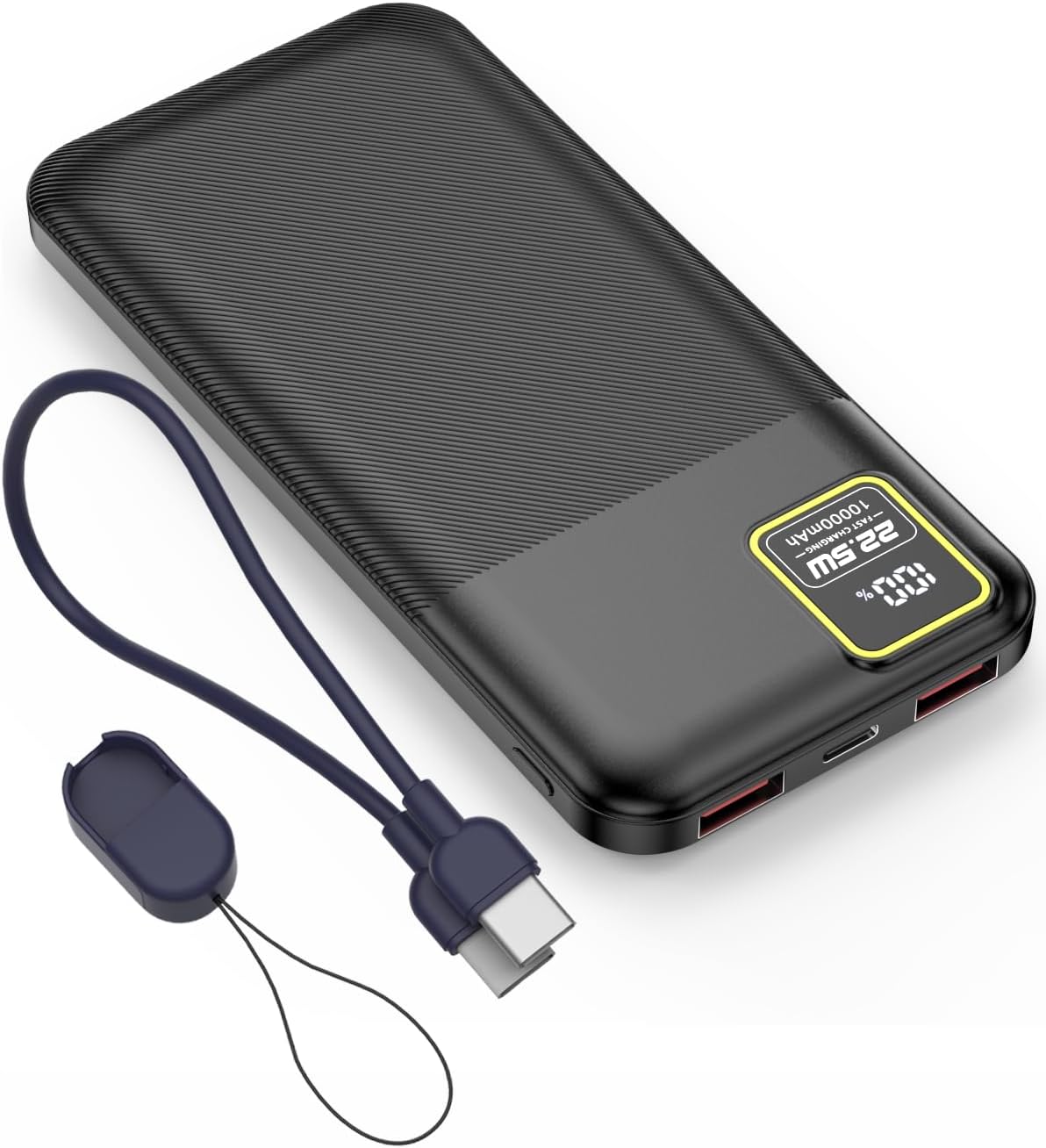 Power Bank Portable Charger USB C PD QC3.0 Fast Charge Powerbank Phone Battery Pack (Black, 10000mAh Fast Charge with LED Display)