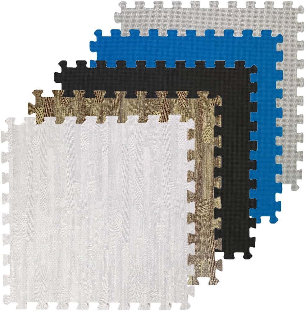 Foam Exercise Mats, Large Gym Flooring Mat, Interlocking Puzzle EVA Floor Tiles, Non-Slip Rubber Soft Cushion Floor Protector Home Workout Mat, Yoga Matting, Fitness Training Equipment - 60cm x 60cm