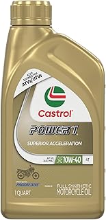 Castrol Power1 4T 10W-40 Full Synthetic Motorcycle Oil, 1 Quart, Pack of 6