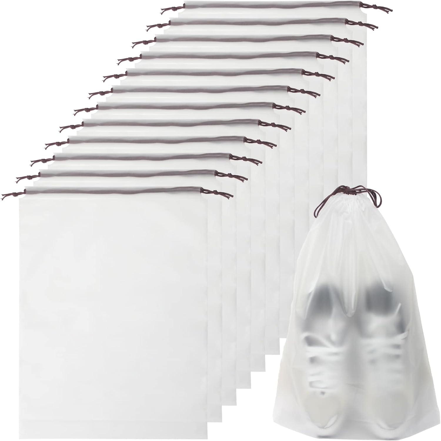 12Pcs Shoe Bags For Travel, 11.8in X 15.7in Large Clear Shoes Storage Organizer with Drawstring, Waterproof Travel Storage Bags for Packing Dust Bags for Men and Women