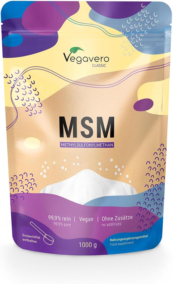 Vegavero Pure MSM Powder 1 kg | Bag | Distilled Organic Sulphur | NO Additives & Non GMO | Lab-Tested | 1000 g Per Day | Vegan
