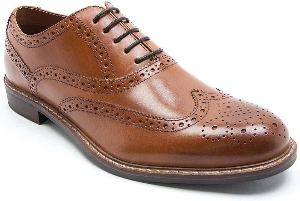 Thomas Crick Men's 'Cardew' Brogue Formal Leather Shoes, Comfortable, Durable, Stylish, Classic Premium Leather Shoes with Classy Embroidered Upper (Black, Tan)