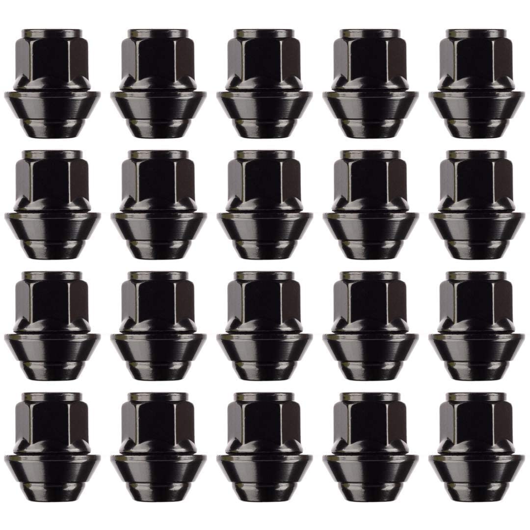 RYBO Set of Black Alloy Wheel Nuts. M12 x 1.5, Taper Washer, 19mm Hex for Use With Ford Alloy Wheels & More (20)