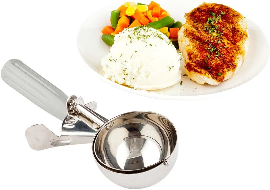 Restaurantware-Met Lux 4 Ounce Portion Scoop, 1 Trigger Release Cookie Scoop - With Gray Handle, Stainless Steel Disher, For Portion Control, Scoop Cookie Dough, Cupcake Batter, Or Ice Cream